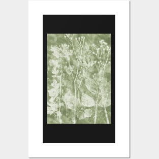 Wild Flowers Earthy Soft Green Posters and Art